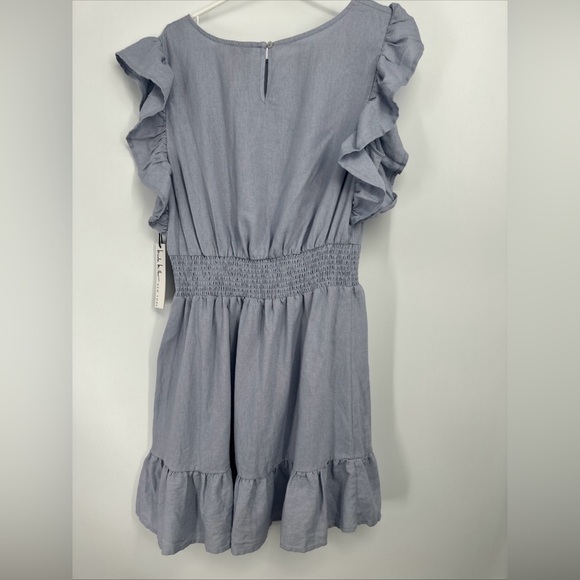 Nicole Miller Linen Viscose Dress Size Small In Blue - Picture 4 of 4